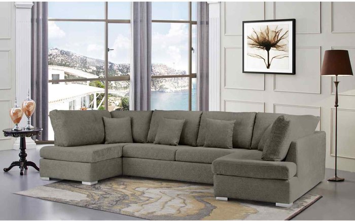The Range | Simply Eleganza Ollie Large U Shape Sofa Velour Velvet Fabric - Putty Simply Eleganza Ollie Large U Shape Sofa Velour Velvet Fabric - Putty
