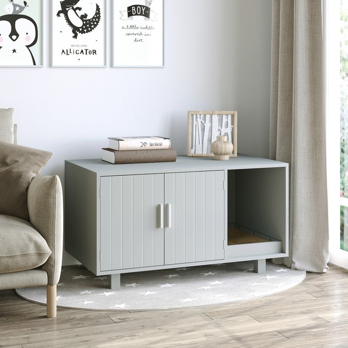 The Range | PawHut Pawhut Cat Litter Box Enclosure & House W/ Nightstand & End Table Design - Grey PawHut Pawhut Cat Litter Box Enclosure & House W/ Nightstand & End Table Design - Grey