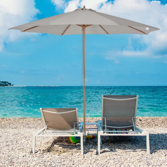 The Range | Outsunny 3m Fir Wooden Garden Parasol - Grey Outsunny 3m Fir Wooden Garden Parasol - Grey