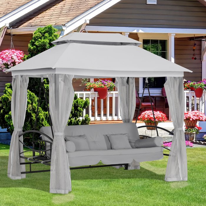 The Range | Outsunny Outdoor 2-in-1 Convertible Swing Chair Bed - Grey Outsunny Outdoor 2-in-1 Convertible Swing Chair Bed - Grey