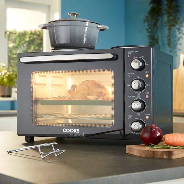 The Range | Cooks Professional Cooks Professional G4742 34-litre Mini Oven With Two Hot Plates - Silver Cooks Professional Cooks Professional G4742 34-litre Mini Oven With Two Hot Plates - Silver