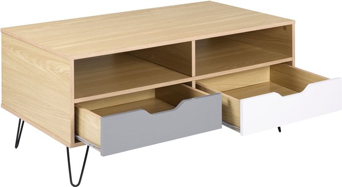 The Range | Bergen Bergen Two Drawer Coffee Table - Oak Effect/White/Grey Bergen Bergen Two Drawer Coffee Table - Oak Effect/White/Grey