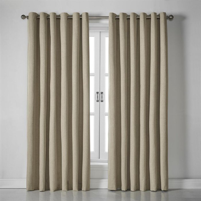 The Range | Livinluxury Linen Look Eyelet Ring Top Blackout Curtains - Beige / 229cm Livinluxury Linen Look Eyelet Ring Top Blackout Curtains - Beige / 229cm