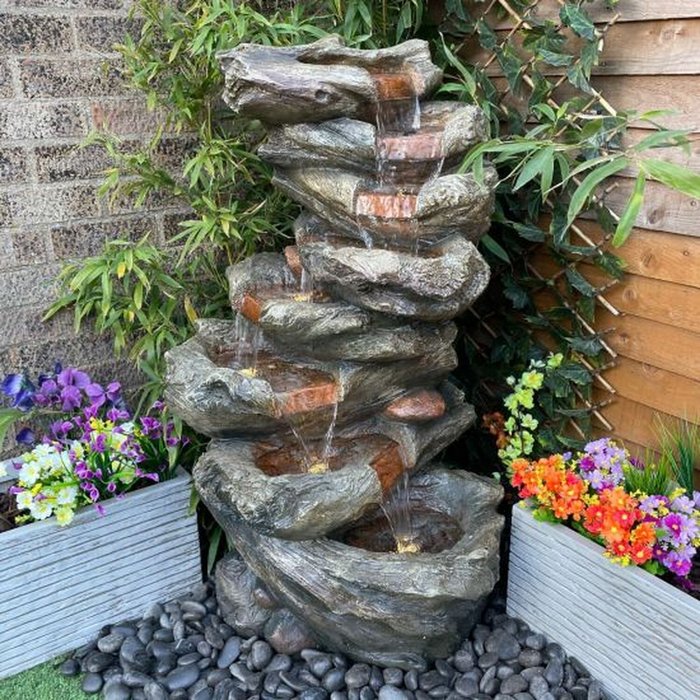 The Range | Tranquility Water Features 8 Tier Wood Effect Water Feature - Grey Tranquility Water Features 8 Tier Wood Effect Water Feature - Grey