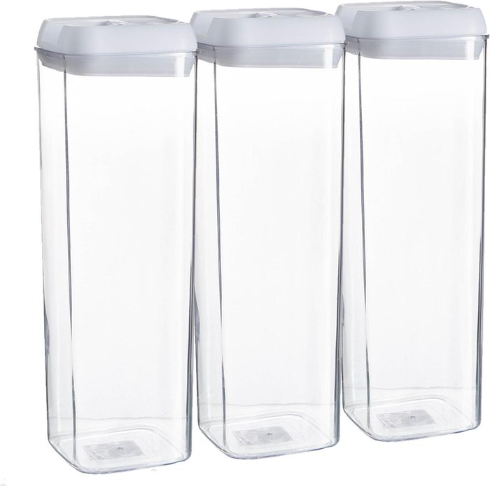 The Range | Argon Tableware 1.9 Litre Flip Lock Plastic Food Storage Containers Pack of 3 - White Argon Tableware 1.9 Litre Flip Lock Plastic Food Storage Containers Pack of 3 - White