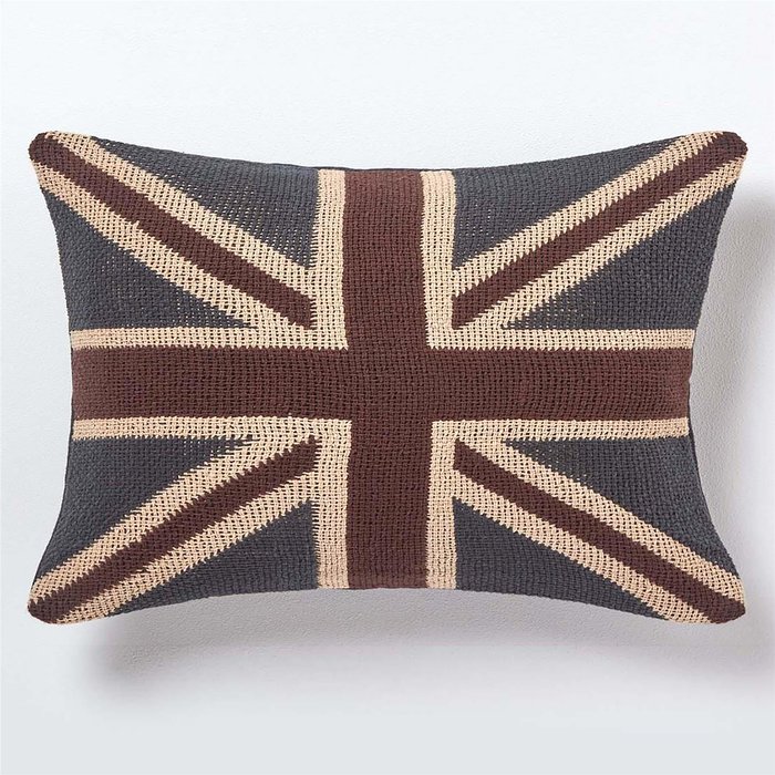 The Range | Homescapes Jacquard Union Jack Cushion Cover British Flag - Red White Blue Homescapes Jacquard Union Jack Cushion Cover British Flag - Red White Blue