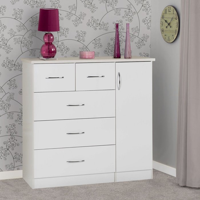 The Range | Seconique Nevada 5 Drawer Low Wardrobe - White Seconique Nevada 5 Drawer Low Wardrobe - White