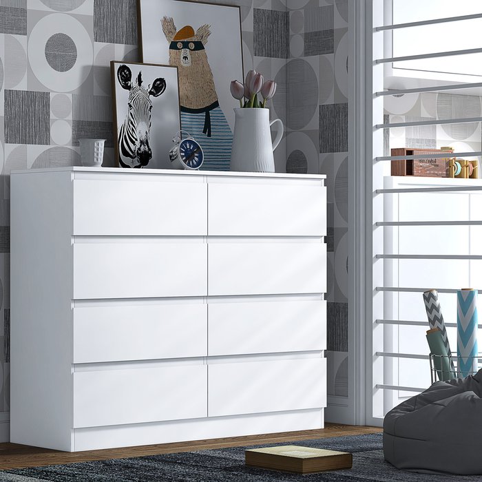 The Range | FWStyle FWStyle Stora 8 Drawer Chest Of Drawers - Matt White FWStyle FWStyle Stora 8 Drawer Chest Of Drawers - Matt White