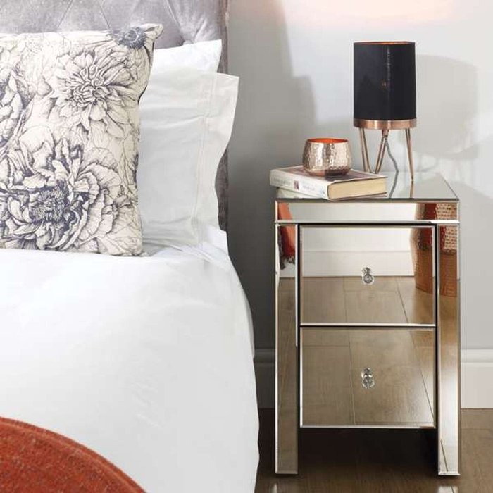 The Range | Birlea Seville 2 Drawer Bedside - Mirrored Birlea Seville 2 Drawer Bedside - Mirrored