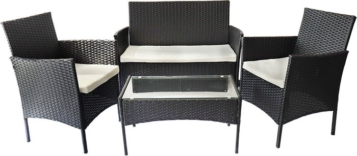 The Range | Bigzzia 4pc Rattan Sofa Garden Furniture Set - Black Bigzzia 4pc Rattan Sofa Garden Furniture Set - Black