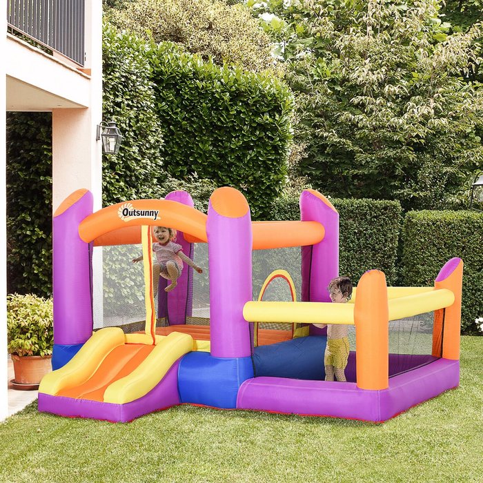 The Range | Outsunny Kids Bounce Castle 3 in 1 Trampoline Slide - Purple Outsunny Kids Bounce Castle 3 in 1 Trampoline Slide - Purple