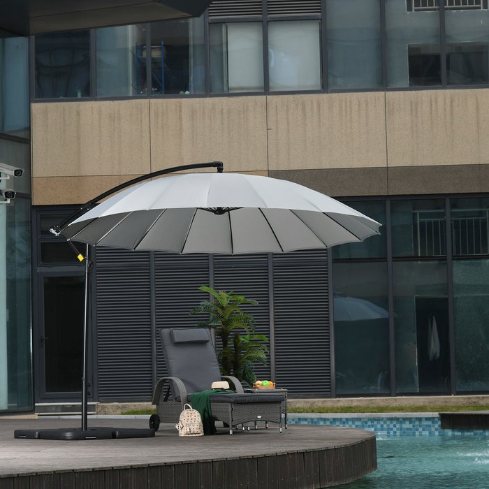 The Range | Outsunny Cantilever Umbrella With 18 Ribs & Vents - Light Grey Outsunny Cantilever Umbrella With 18 Ribs & Vents - Light Grey