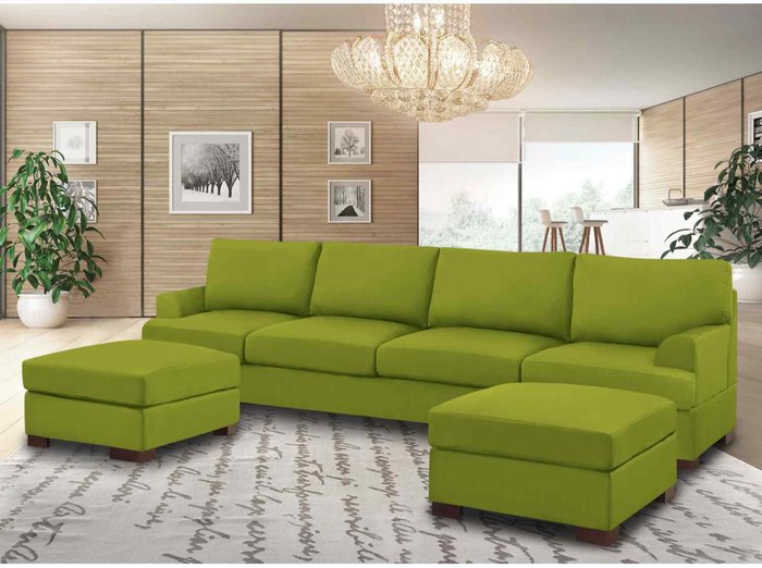 The Range | Simply Eleganza Henry Large U Shape Sofa in Plush Velvet with 2 Footstools - Yellow Simply Eleganza Henry Large U Shape Sofa in Plush Velvet with 2 Footstools - Yellow