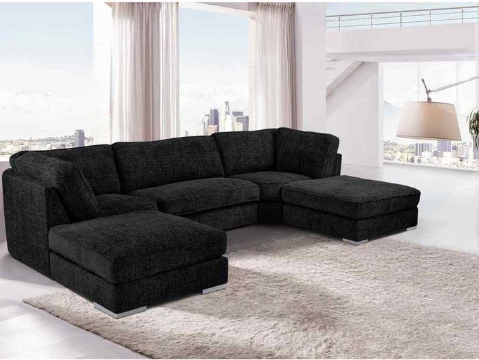 The Range | Simply Eleganza Britany Large Corner U Shape Sofa - Black Simply Eleganza Britany Large Corner U Shape Sofa - Black