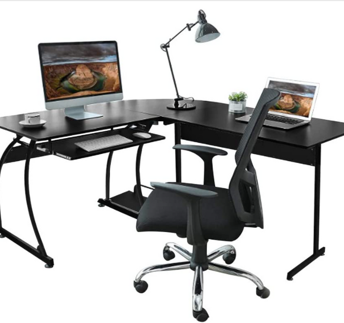 The Range | OUNUO OUNUO Corner L-Shaped Wooden Computer Office Desk - Black OUNUO OUNUO Corner L-Shaped Wooden Computer Office Desk - Black