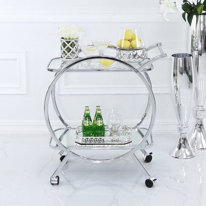 The Range | Vanity Living Drinks Serving Trolley Bar Cart - Silver Vanity Living Drinks Serving Trolley Bar Cart - Silver