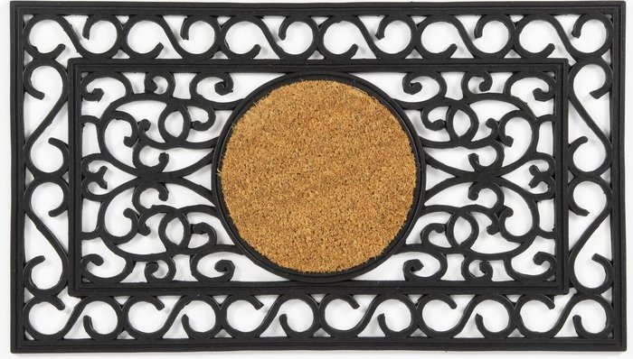 The Range | Esselle Esselle Openshaw 40X70Cm Black Rubber Mat With Circle Coir Insert Esselle Esselle Openshaw 40X70Cm Black Rubber Mat With Circle Coir Insert