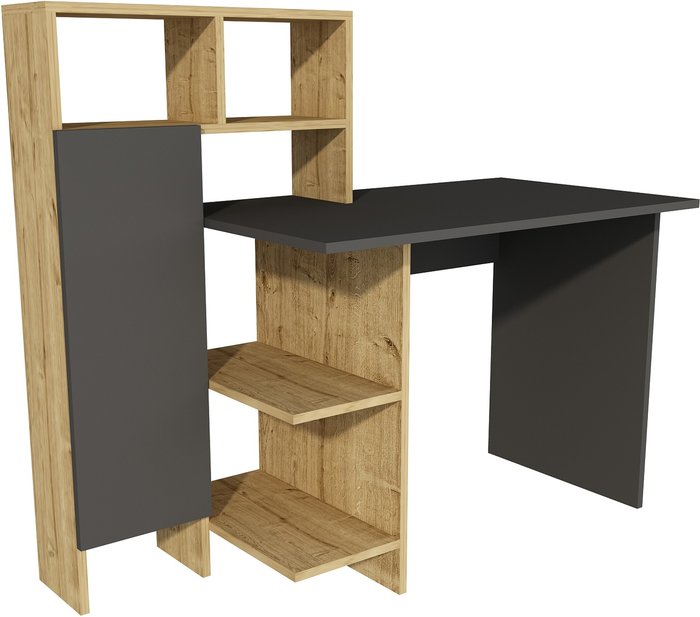 The Range | Destina Home Delmaris Computer Desk with Shelves - Sapphire Oak and Anthracite Destina Home Delmaris Computer Desk with Shelves - Sapphire Oak and Anthracite
