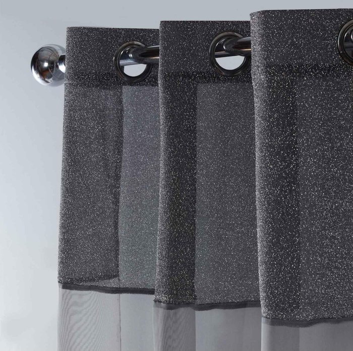 The Range | Sienna Sienna Pair Lurex Sparkle Glitter Voile Net Curtain Eyelet Top Silver Grey Panel Charcoal Grey Sienna Sienna Pair Lurex Sparkle Glitter Voile Net Curtain Eyelet Top Silver Grey Panel Charcoal Grey