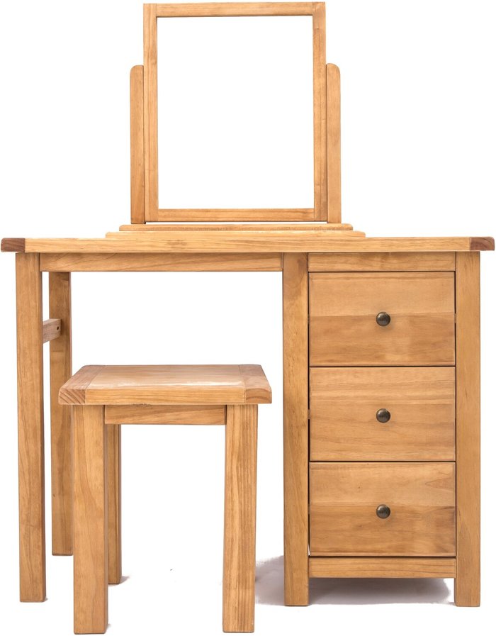 The Range | Cabinet Bits Lugo 3 Drawer Dressing Table Set - Brown / Brass Knob Cabinet Bits Lugo 3 Drawer Dressing Table Set - Brown / Brass Knob