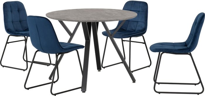 The Range | Seconique Athens Round Concrete Effect Dining Table with 4 Lukas Blue Dining Chairs Navy Seconique Athens Round Concrete Effect Dining Table with 4 Lukas Blue Dining Chairs Navy