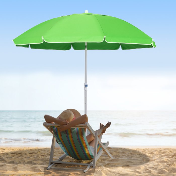 The Range | Outsunny 1.9m Arced Beach Umbrella - Green Outsunny 1.9m Arced Beach Umbrella - Green
