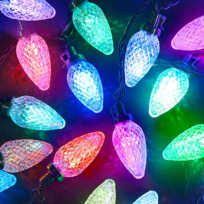 The Range | Snowtime 40 Faceted Colour Changing Cone Lights - Multi Colour Snowtime 40 Faceted Colour Changing Cone Lights - Multi Colour