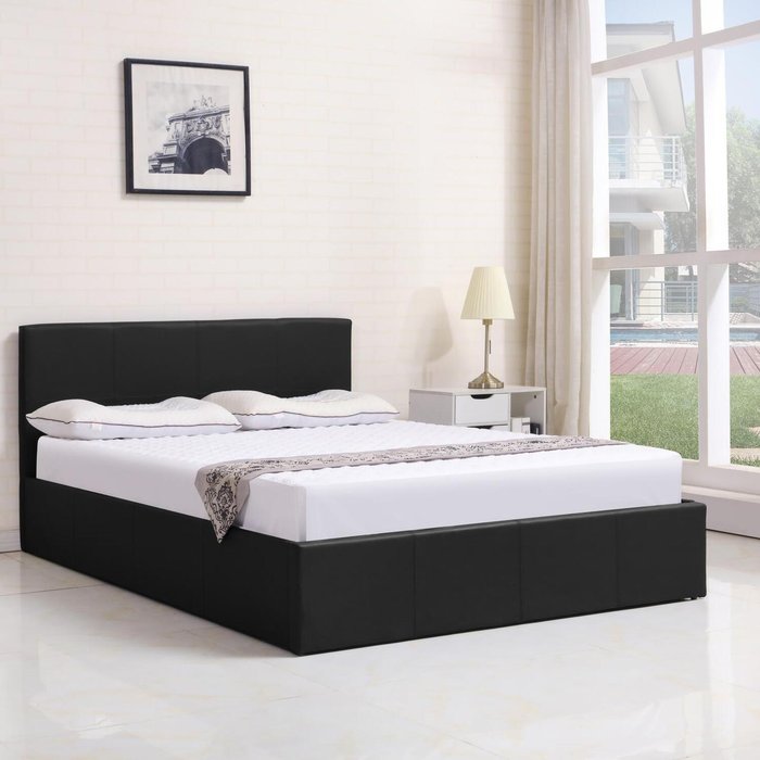 The Range | Kosy Koala Black Leather Storage Bed With Side Lift - Black / Double Kosy Koala Black Leather Storage Bed With Side Lift - Black / Double