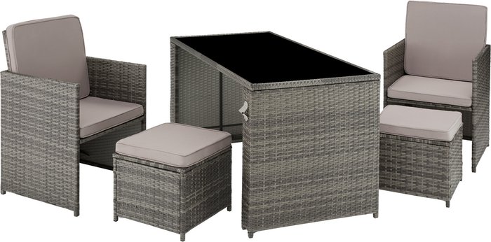 The Range | TECTAKE Tectake Palermo Rattan Seating Set - Grey TECTAKE Tectake Palermo Rattan Seating Set - Grey