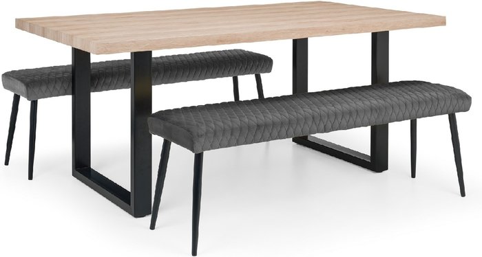 The Range | Julian Bowen Julian Bowen Set Of Berwick Dining Table & 2 Luxe Low Benches Grey Julian Bowen Julian Bowen Set Of Berwick Dining Table & 2 Luxe Low Benches Grey