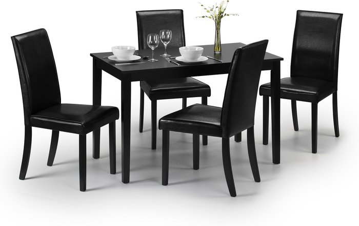 The Range | Julian Bowen Hudson Black Table and Chairs Set - Black Julian Bowen Hudson Black Table and Chairs Set - Black