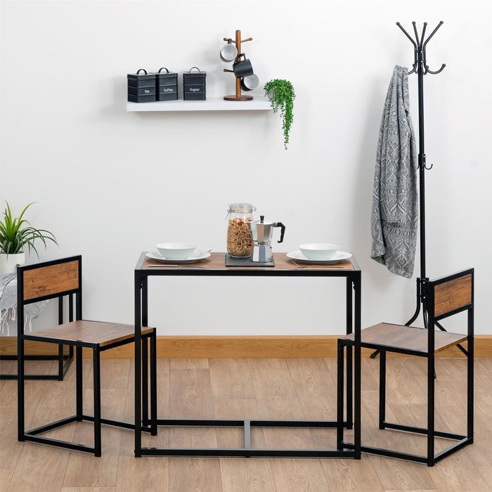 The Range | Harbour Housewares 2 Seater Compact Dining Table Chairs Set - Black Harbour Housewares 2 Seater Compact Dining Table Chairs Set - Black