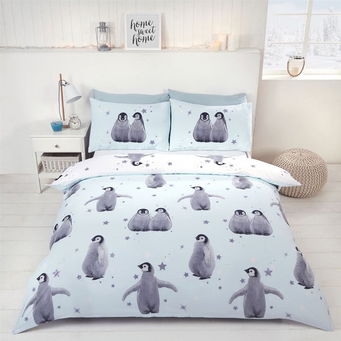 The Range | Starry Penguins Ice Duvet Set - Single Starry Penguins Ice Duvet Set - Single