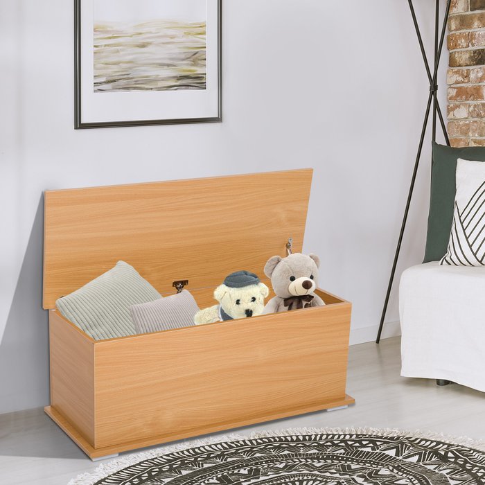 The Range | HOMCOM Storage Box Chest with Lid - Burlywood HOMCOM Storage Box Chest with Lid - Burlywood