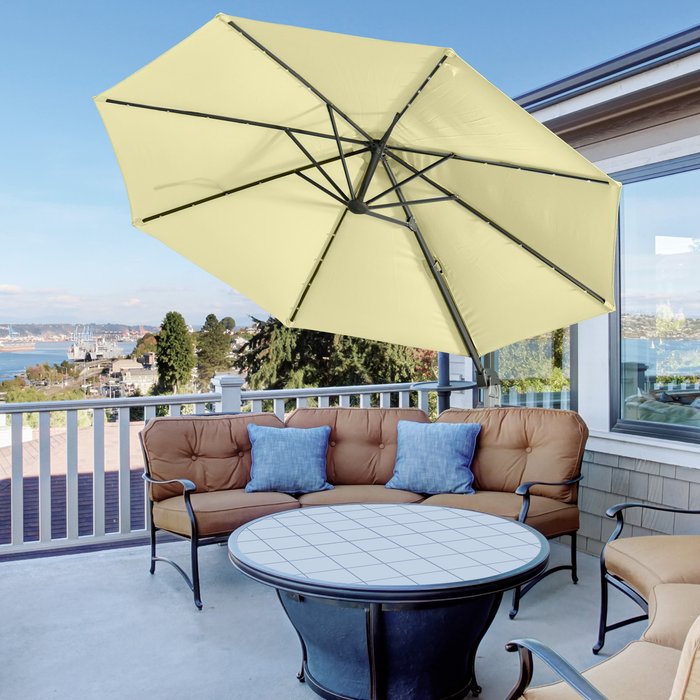 The Range | Outsunny 3m LED Cantilever Garden Sun Parasol - Beige Outsunny 3m LED Cantilever Garden Sun Parasol - Beige
