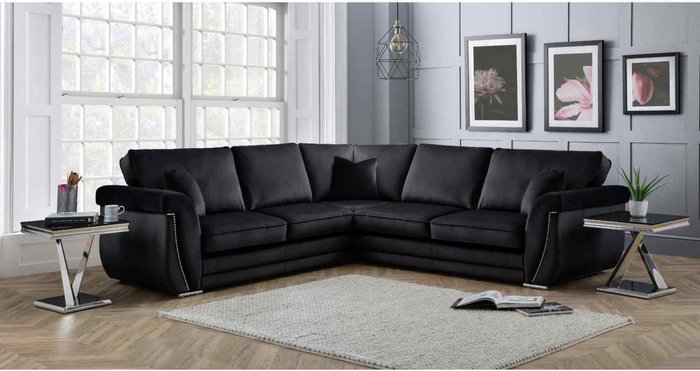The Range | Simply Eleganza Luca Full Back Large Corner Sofa - Black Simply Eleganza Luca Full Back Large Corner Sofa - Black