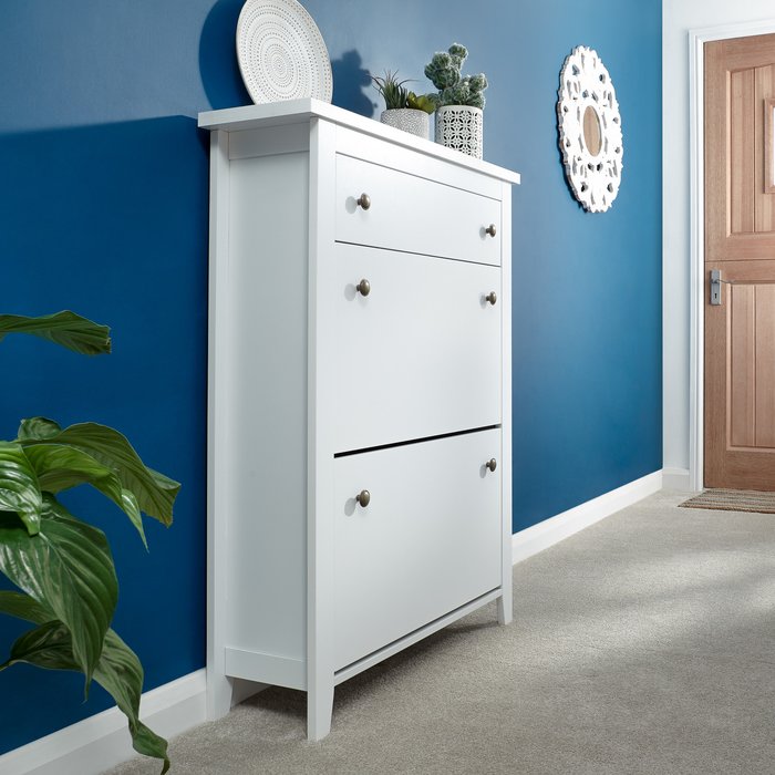 The Range | GFW Deluxe Two Tier Shoe Cabinet - White GFW Deluxe Two Tier Shoe Cabinet - White