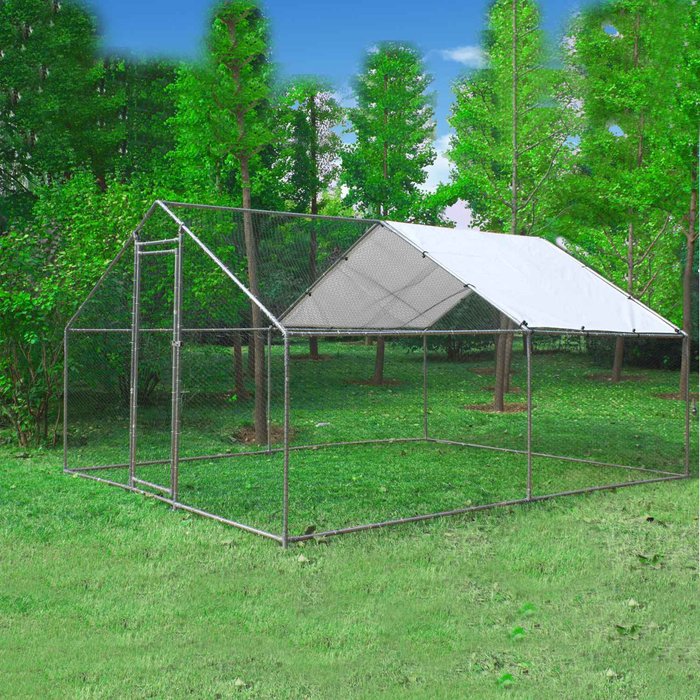 The Range | FOXHUNTER Foxhunter Chicken Run Cage 3X4X2M Crc02 Metal Hammered Silver FOXHUNTER Foxhunter Chicken Run Cage 3X4X2M Crc02 Metal Hammered Silver