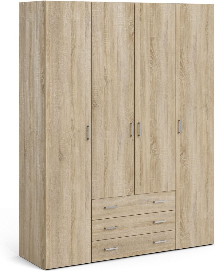 The Range | Furniture To Go Space 4-Door 3-Drawer Wardrobe - Oak Furniture To Go Space 4-Door 3-Drawer Wardrobe - Oak