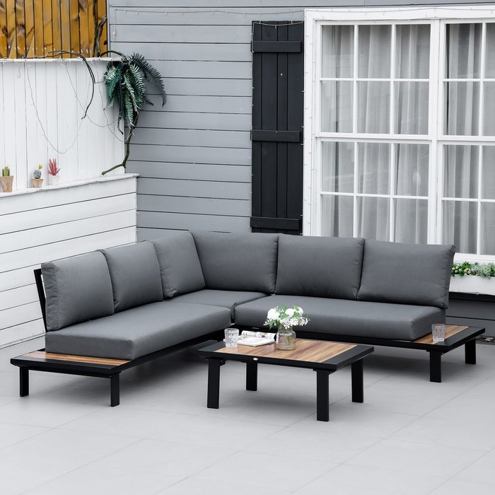 The Range | Outsunny 4 Pieces Garden Furniture Set Conversation Set - Dark Grey Outsunny 4 Pieces Garden Furniture Set Conversation Set - Dark Grey