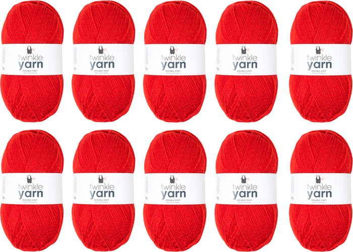The Range | Korbond Pack of 10 DK Twinkle Yarn 100g Balls Red Korbond Pack of 10 DK Twinkle Yarn 100g Balls Red