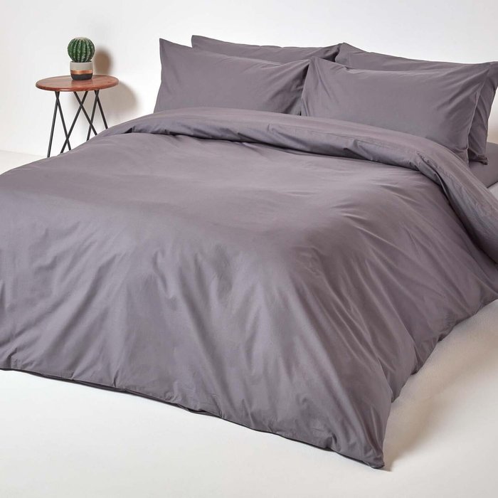 The Range | Homescapes Egyptian Cotton Duvet Cover with Pillowcase - Dark Grey / Double Homescapes Egyptian Cotton Duvet Cover with Pillowcase - Dark Grey / Double