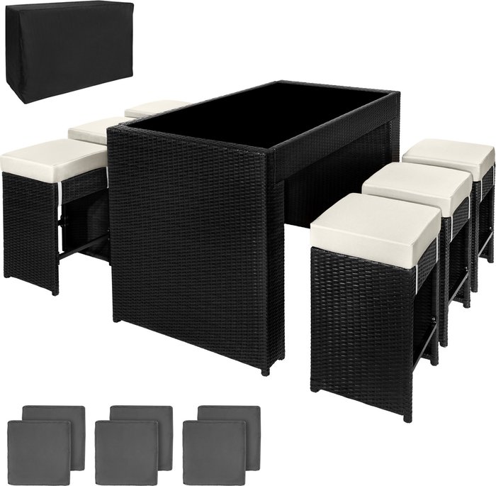 The Range | TECTAKE Tectake Ibiza Rattan Bar Set With Protective Cover - Black TECTAKE Tectake Ibiza Rattan Bar Set With Protective Cover - Black