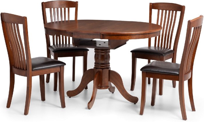The Range | Julian Bowen Canterbury Round Extending Table and Chairs Set - Brown Julian Bowen Canterbury Round Extending Table and Chairs Set - Brown