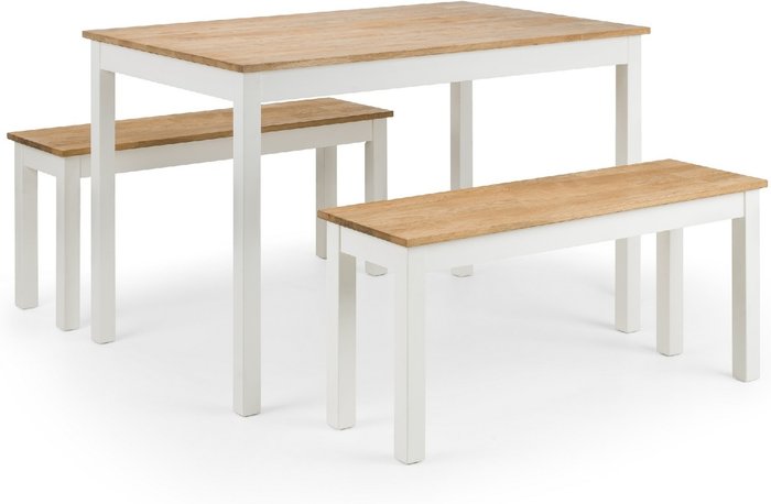 The Range | Julian Bowen Julian Bowen Set Of Coxmoor White & Oak Dining Table & 2 Benches Julian Bowen Julian Bowen Set Of Coxmoor White & Oak Dining Table & 2 Benches