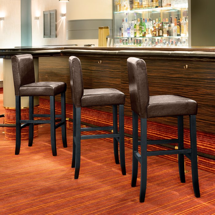 The Range | TECTAKE 4 Breakfast Bar Stools Made Of Artificial Leather - Brown / 38kg TECTAKE 4 Breakfast Bar Stools Made Of Artificial Leather - Brown / 38kg