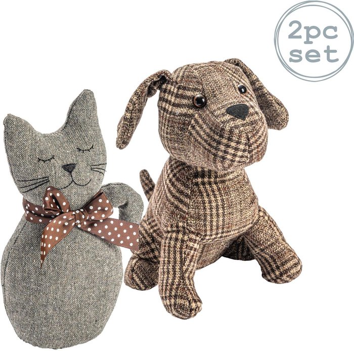The Range | Nicola Spring Cat Dog Door Stops Set Milo Jasper - Brown Nicola Spring Cat Dog Door Stops Set Milo Jasper - Brown
