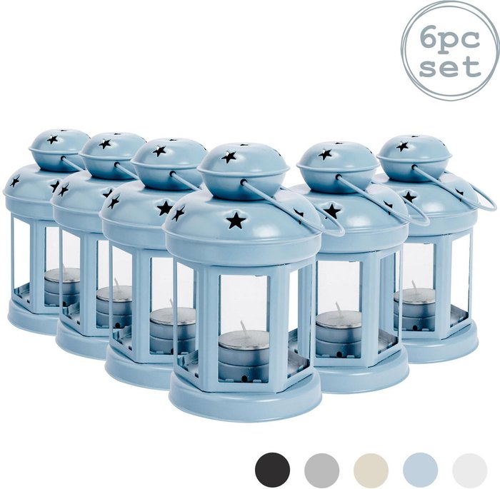The Range | NICOLA SPRING Nicola Spring Metal Hanging Tealight Lanterns - 16cm - Blue - Pack of 6 NICOLA SPRING Nicola Spring Metal Hanging Tealight Lanterns - 16cm - Blue - Pack of 6