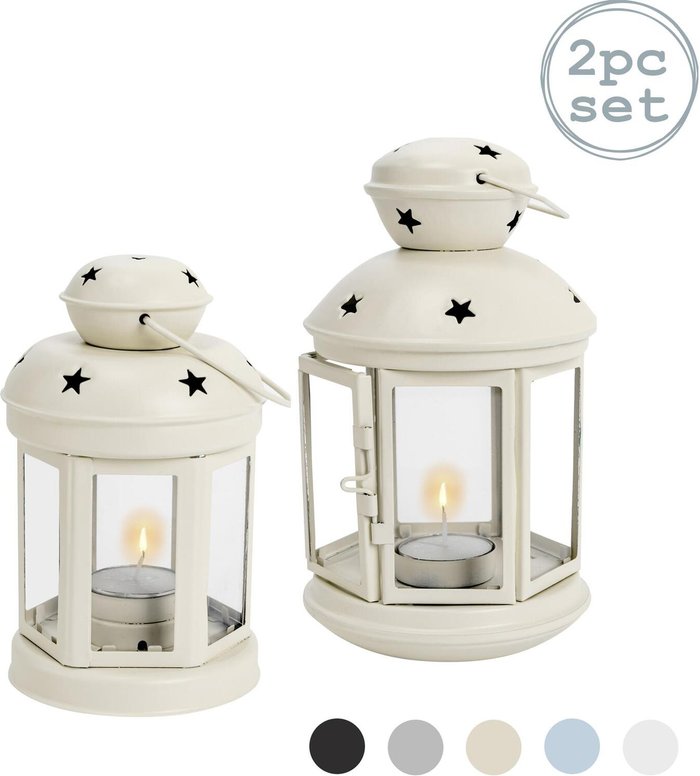 The Range | NICOLA SPRING Nicola Spring - Metal Hanging Tealight Lanterns - 2 Sizes - Cream - Pack of 2 NICOLA SPRING Nicola Spring - Metal Hanging Tealight Lanterns - 2 Sizes - Cream - Pack of 2