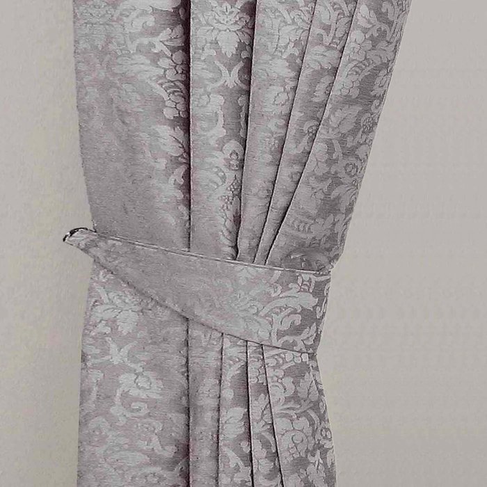 The Range | Homescapes Velvet Jacquard Curtain Tie Back Pair - Grey Homescapes Velvet Jacquard Curtain Tie Back Pair - Grey